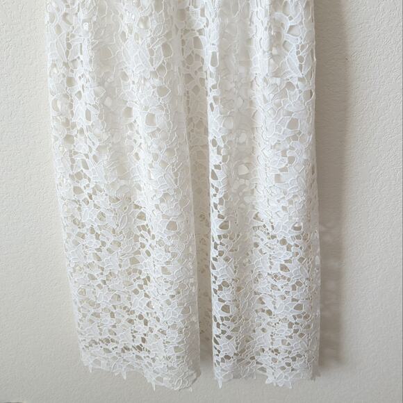 ASTR The Label Womens Lace Midi Dress White Crochet Floral Medium Summer Wedding - Picture 7 of 11